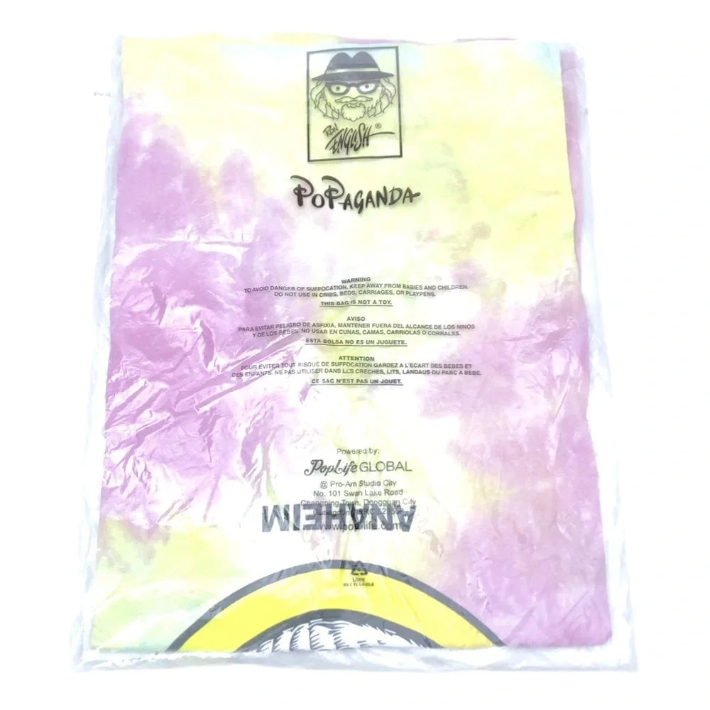 Ron English Popaganda Grin Rainbow Tie Dye Short Sleeve Smiley Face Tee Shirt L